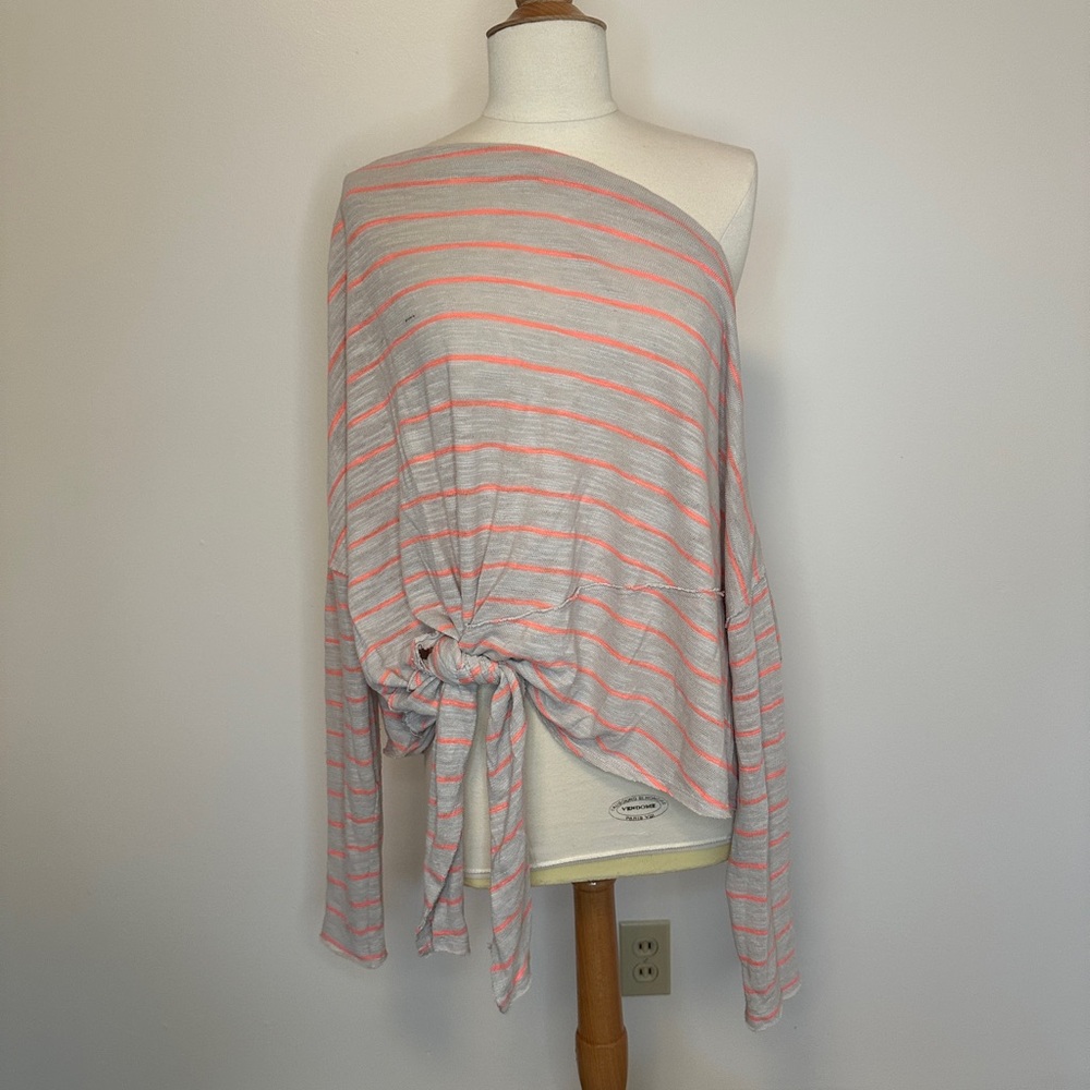 We the Free - Striped Off-Shoulder Top with Tie Detail - Medium